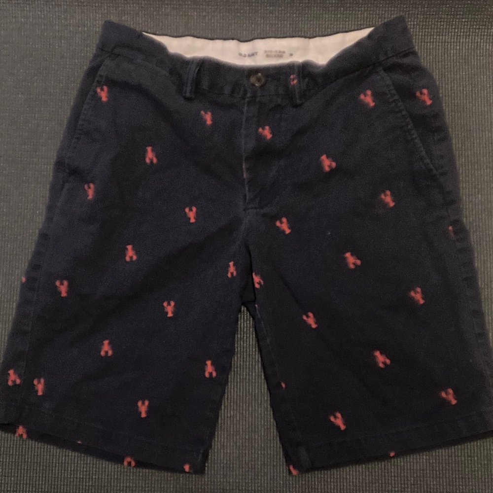 Old Navy Navy Blue Shorts with Red Lobster Pattern